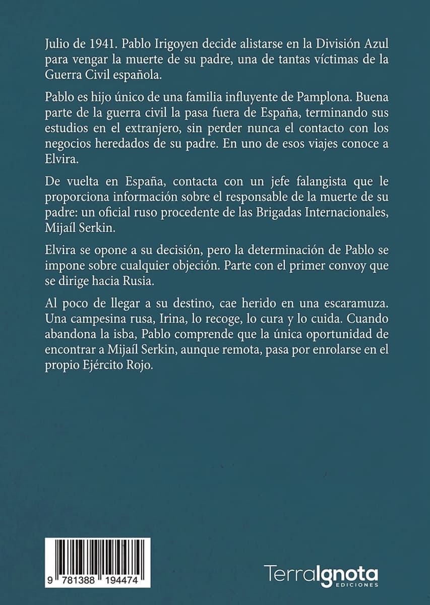 Contraportada de Cuaderno azul, con sinopsis y datos editoriales